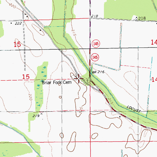 Topographic Map of Briar Fork Church (historical), AR