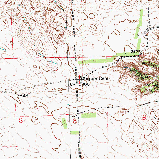 Topographic Map of Beguin Cemetery, NE