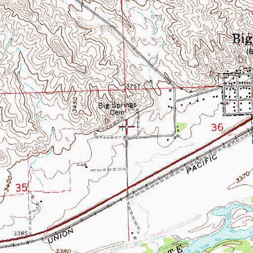 Topographic Map of Big Spring Cemetery, NE