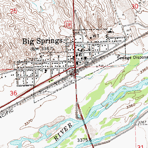 Topographic Map of Big Springs, NE