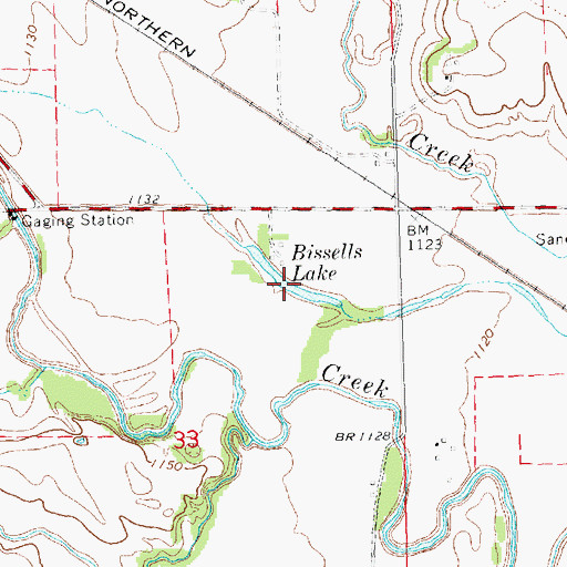 Topographic Map of Bissells Lake, NE