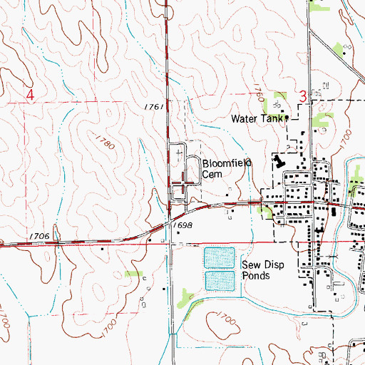 Topographic Map of Bloomfield Cemetery, NE