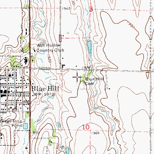 Topographic Map of Blue Hill Cemetery, NE