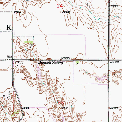 Topographic Map of Boesen School, NE