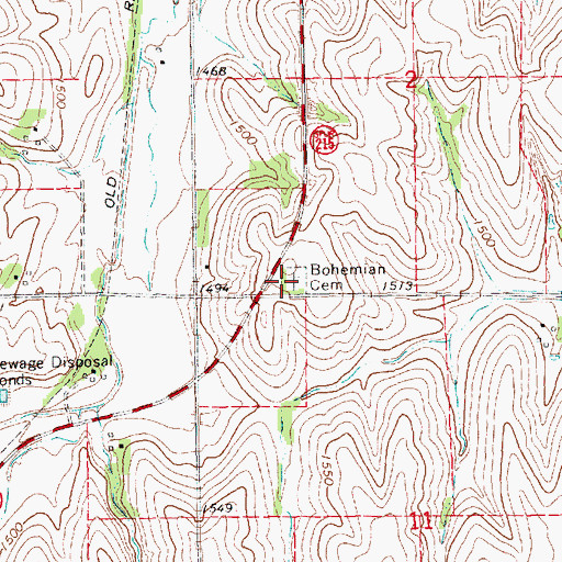 Topographic Map of Bohemian Cemetery, NE