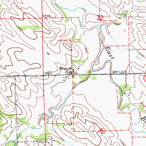 Topographic Map of Branch School, NE