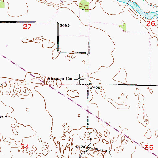 Topographic Map of Brewster Cemetery, NE