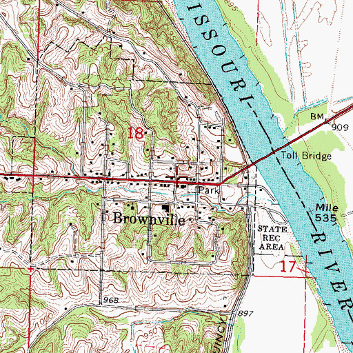 Topographic Map of Brownville, NE