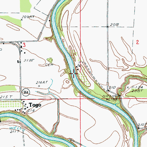 Topographic Map of Old Neelys Ferry (historical), AR