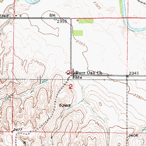 Topographic Map of Burr Oak Church, NE