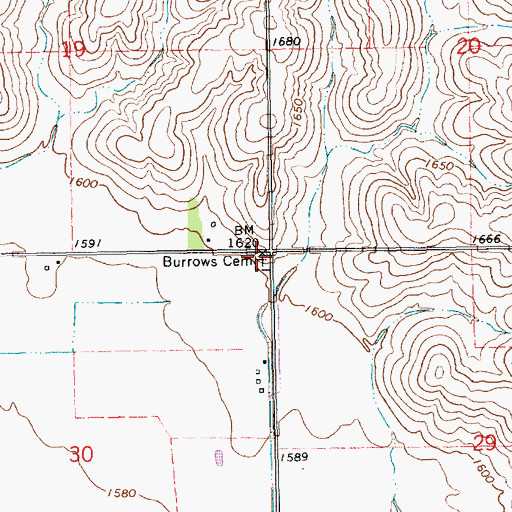 Topographic Map of Burrows Cemetery, NE