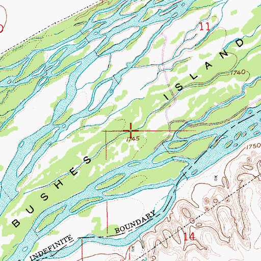 Topographic Map of Bushes Island, NE