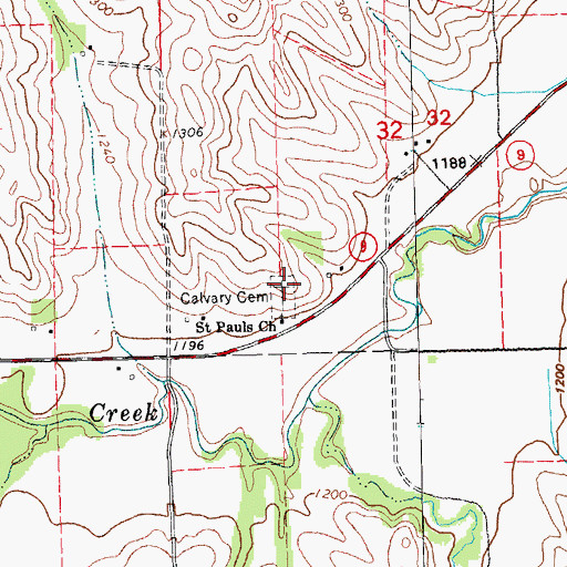 Topographic Map of Calvary Cemetery, NE
