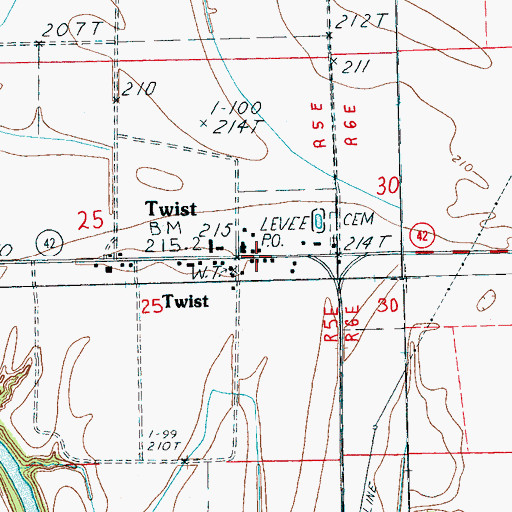 Topographic Map of Twist Post Office, AR