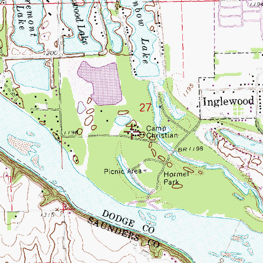 Topographic Map of Camp Christian, NE