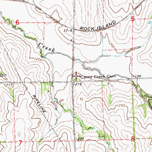 Topographic Map of Camp Creek Cemetery, NE