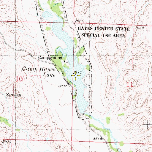 Topographic Map of Camp Hayes Lake, NE