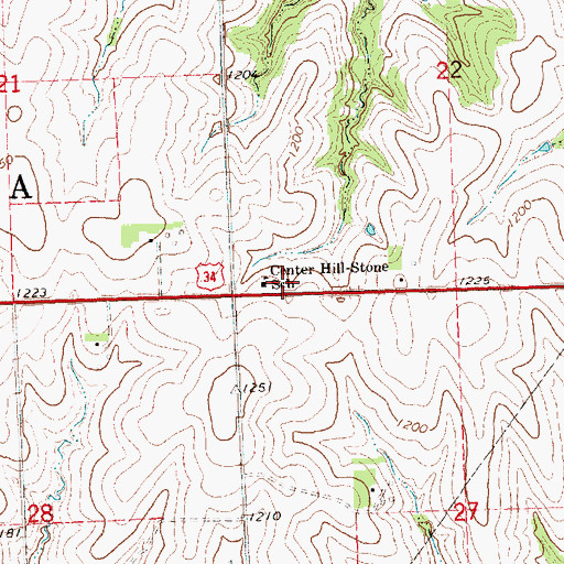 Topographic Map of Center Hill-Stone School (historical), NE