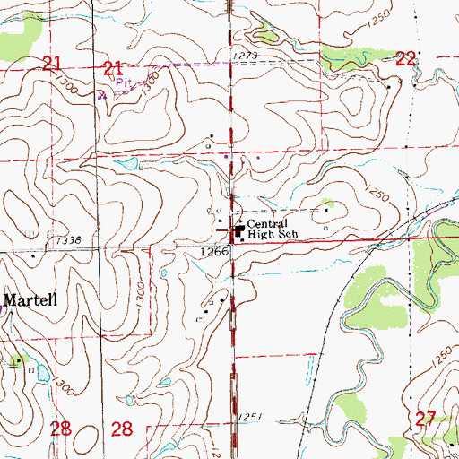 Topographic Map of Central High School, NE