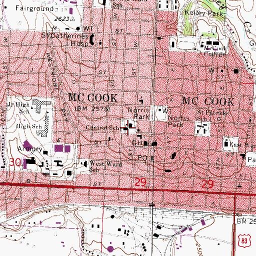 Topographic Map of Central Elementary School, NE