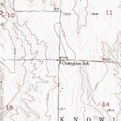 Topographic Map of Champion School, NE