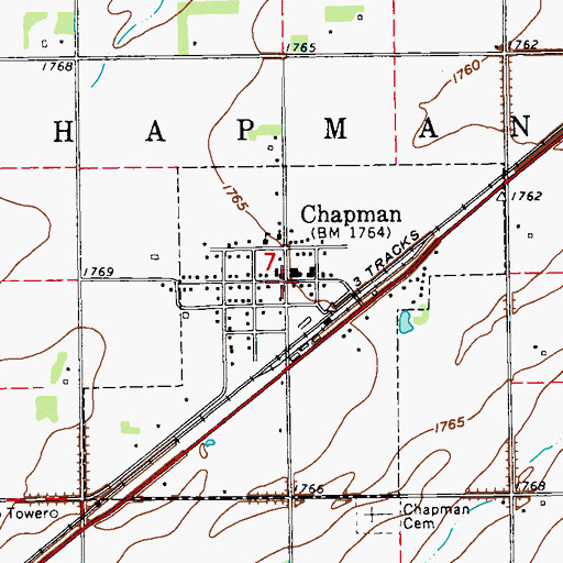 Topographic Map of Chapman, NE