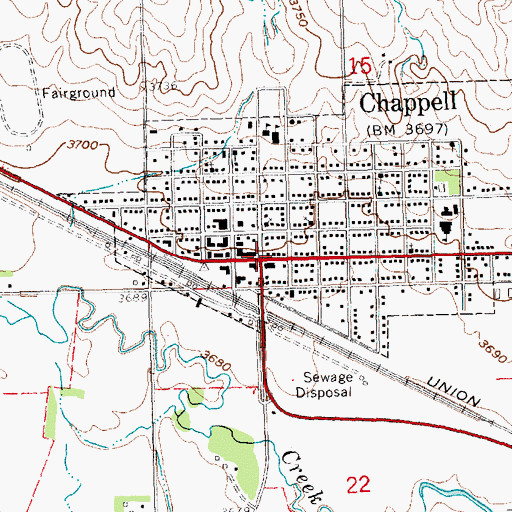 Topographic Map of Chappell, NE