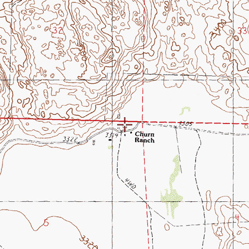 Topographic Map of Churn Ranch, NE