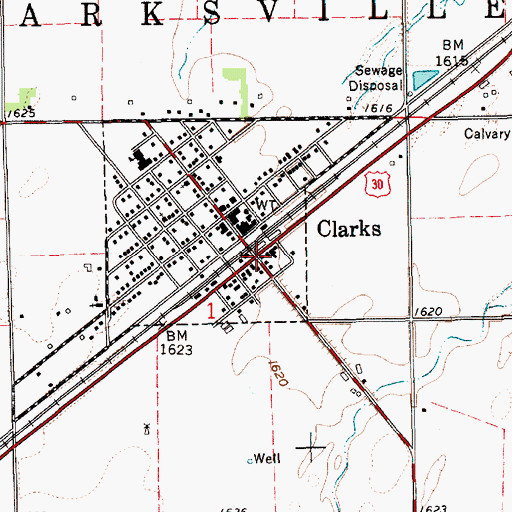 Topographic Map of Clarks, NE