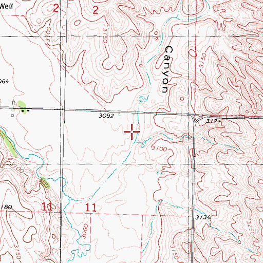 Topographic Map of Cliff Dwellers Canyon, NE