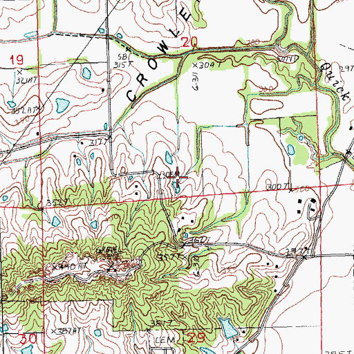 Topographic Map of Winston Cemetery, AR