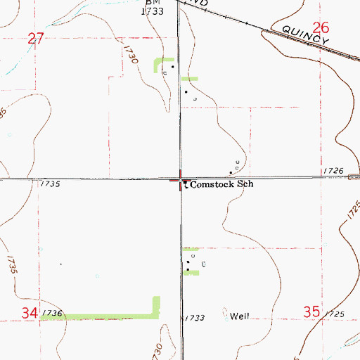 Topographic Map of Comstock School, NE