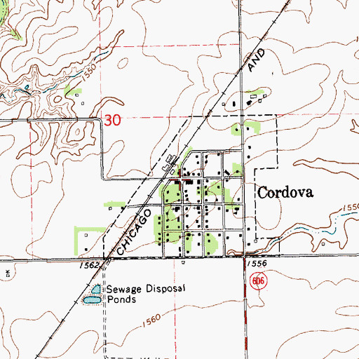 Topographic Map of Cordova, NE