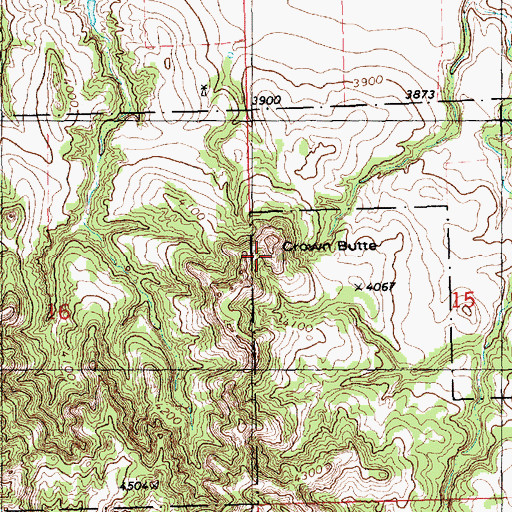 Topographic Map of Crown Butte, NE