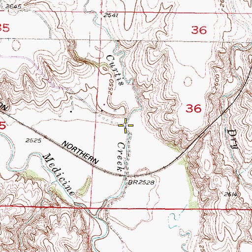 Topographic Map of Curtis Creek Canyon, NE