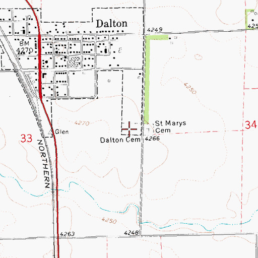 Topographic Map of Dalton Cemetery, NE