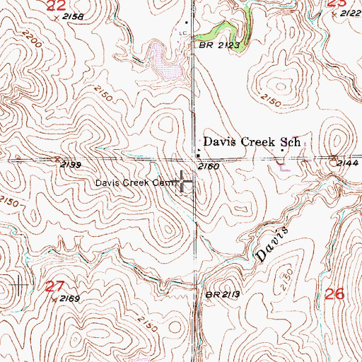 Topographic Map of Davis Creek Cemetery, NE