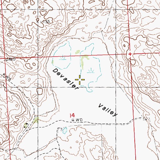 Topographic Map of Devasier Valley, NE