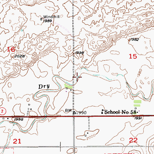 Topographic Map of Dry Creek, NE