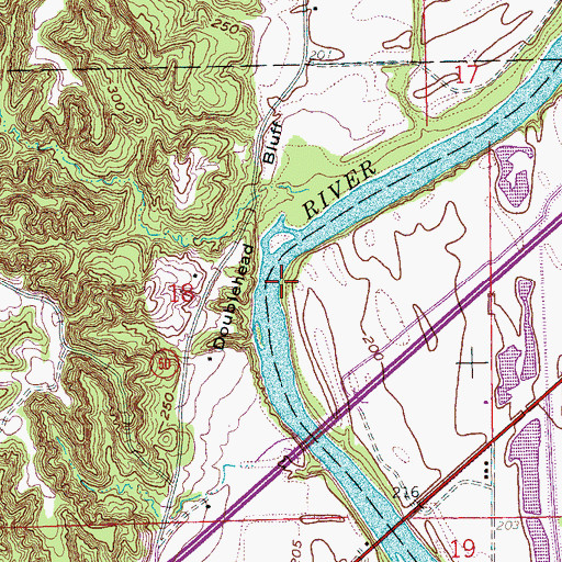 Topographic Map of Houston Bend, AR