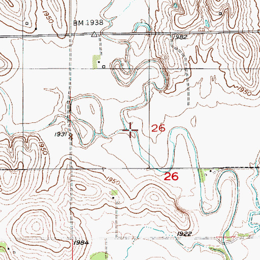 Topographic Map of East Branch Spring Creek, NE