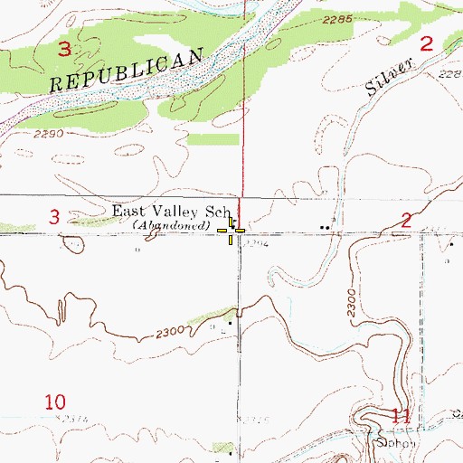 Topographic Map of East Valley School, NE