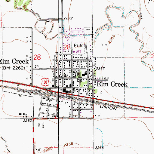 Topographic Map of Elm Creek, NE
