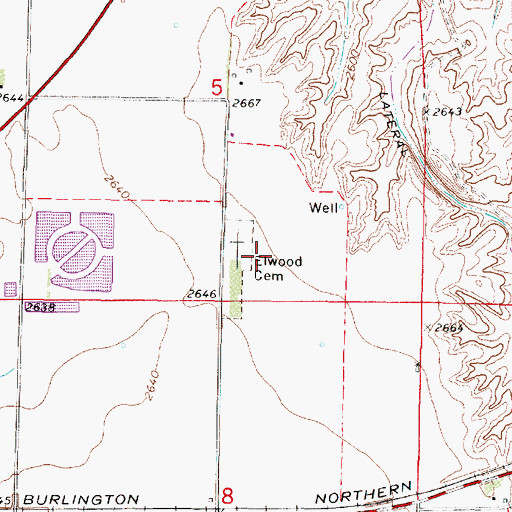 Topographic Map of Elwood Cemetery, NE
