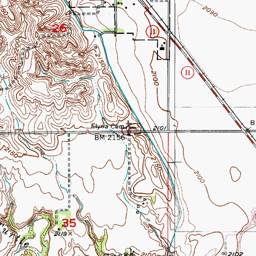 Topographic Map of Elyria Cemetery, NE