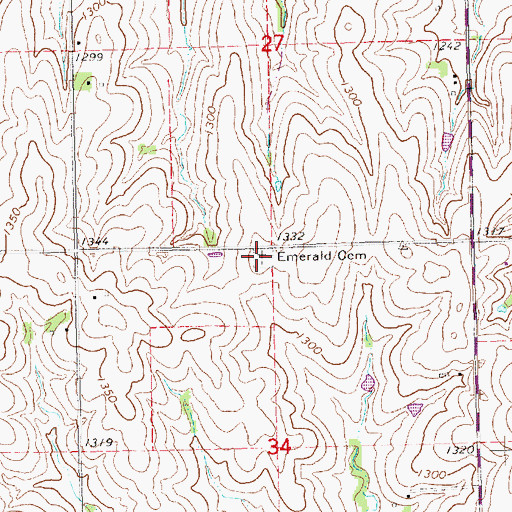 Topographic Map of Emerald Cemetery, NE