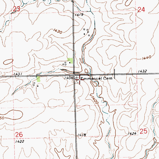Topographic Map of Emmanuel Cemetery, NE