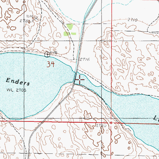 Topographic Map of Enders Lake, NE