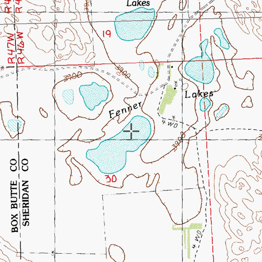 Topographic Map of Fenner Lakes, NE