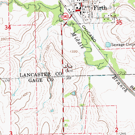 Topographic Map of Firth Cemetery, NE